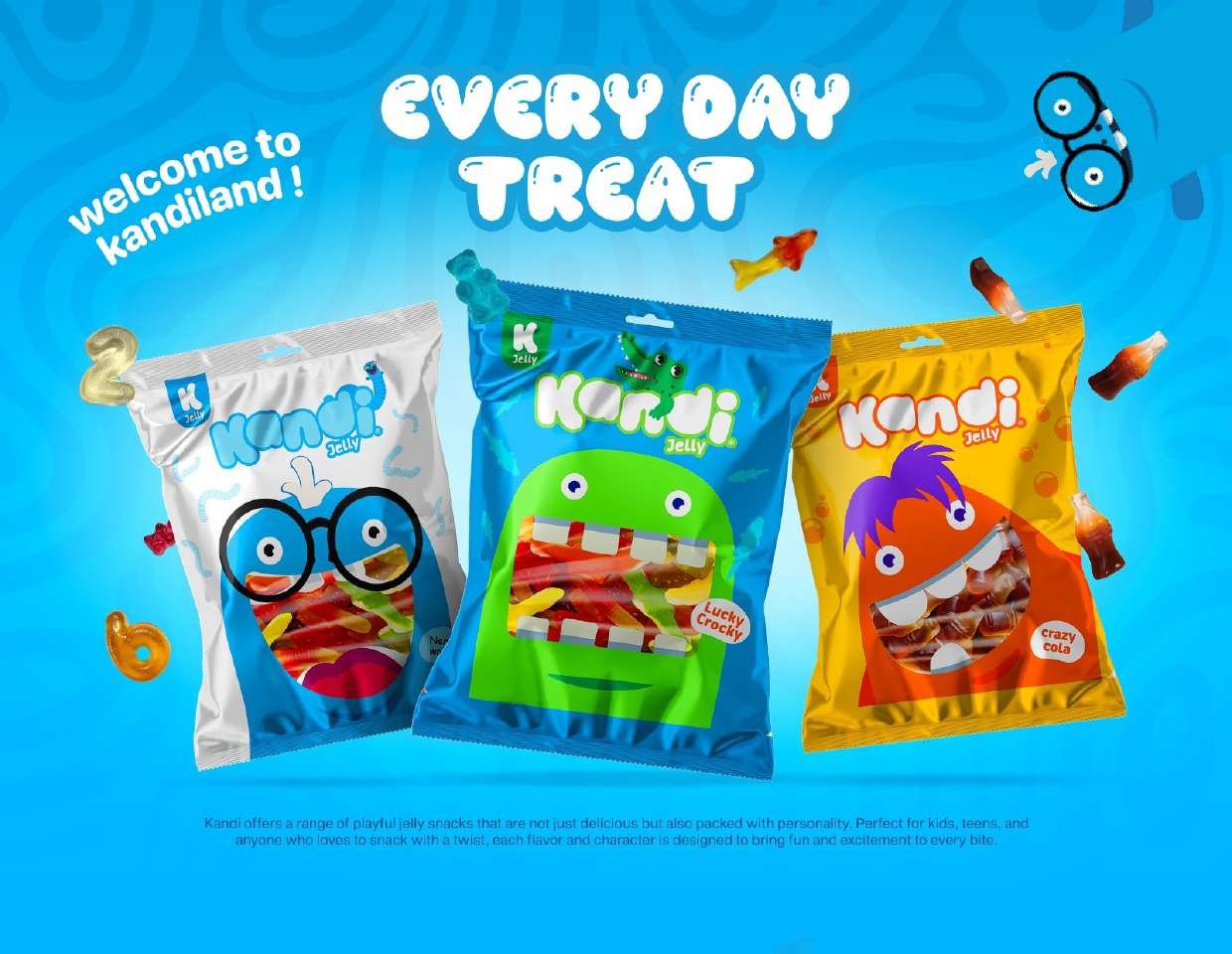 Kandi Jelly playful character-shaped snack packs