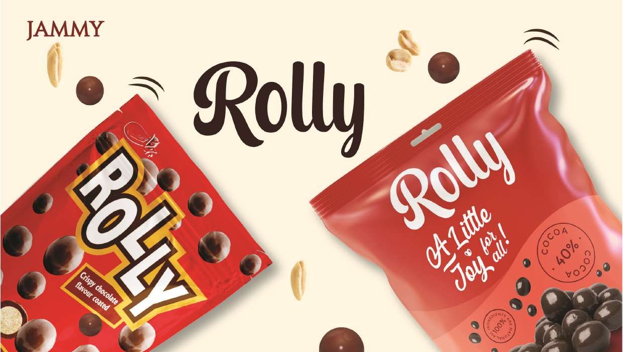 Rolly chocolate-coated peanuts and crisps