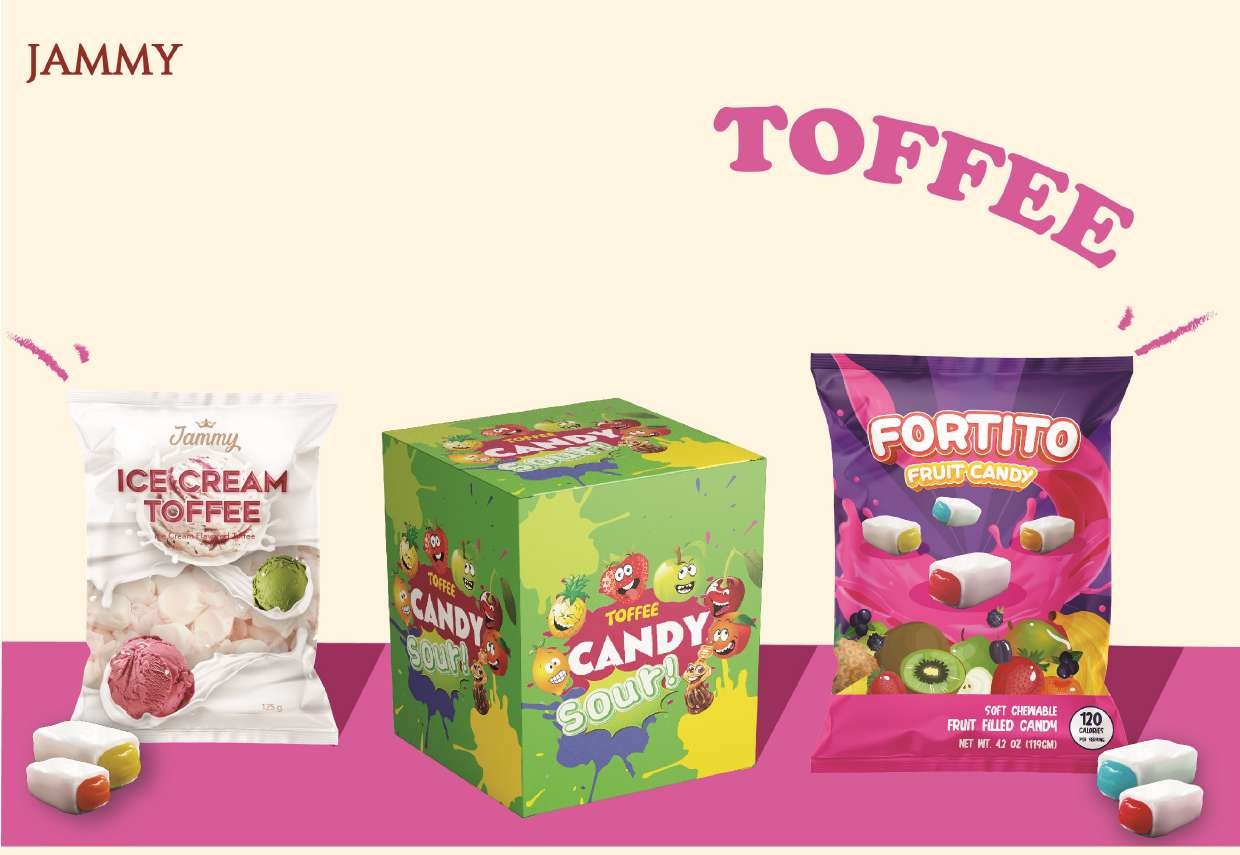 Toffee, sour candy and Fortito fruit candy